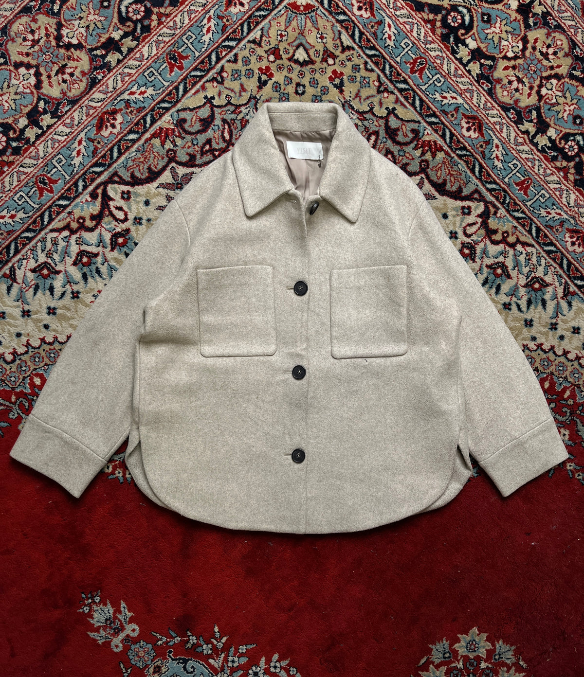VISIT IN NEW YORK Wool Button-Up Shacket - S