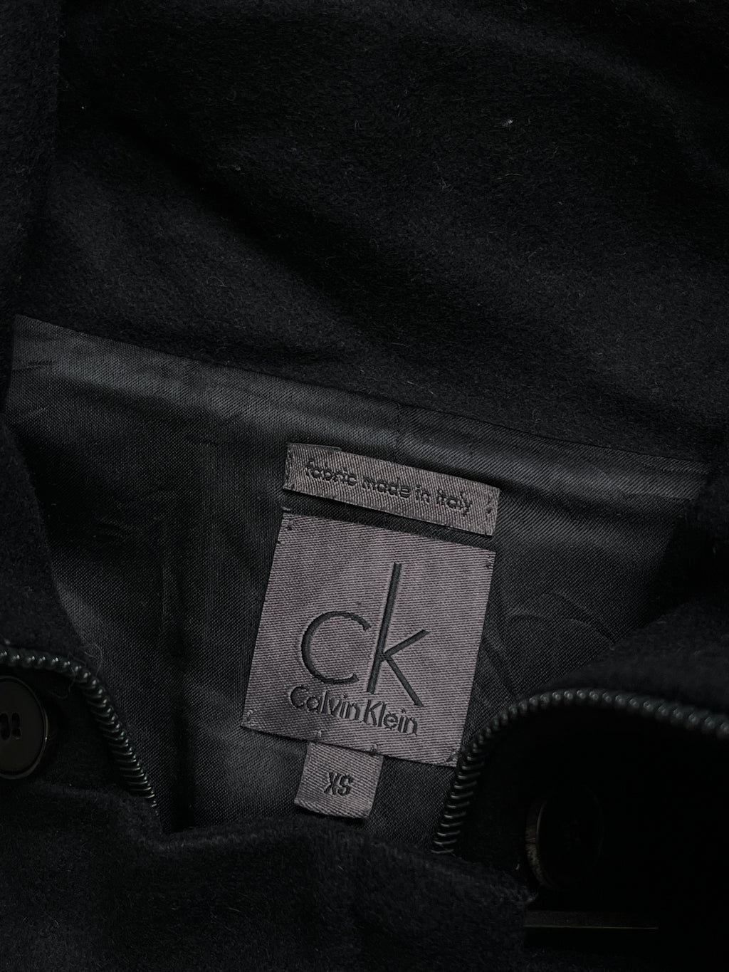 Calvin Klein Asymmetric Zip Italian Fabric Funnel Neck Wool Jacket - M