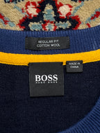 Hugo Boss Regular Fit Cotton Wool Knit Crewneck Pullover Sweater - M