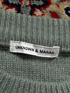 UNKNOWN & MARAN Sage Green Relaxed Crop Knit Crewneck Sweater - L