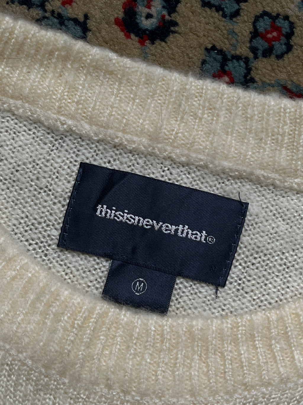 thisisneverthat T.S.N. INTL Heart Graphic Brushed Mohair Knit Crewneck Sweater - XL