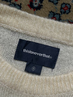 thisisneverthat T.S.N. INTL Heart Graphic Brushed Mohair Knit Crewneck Sweater - XL