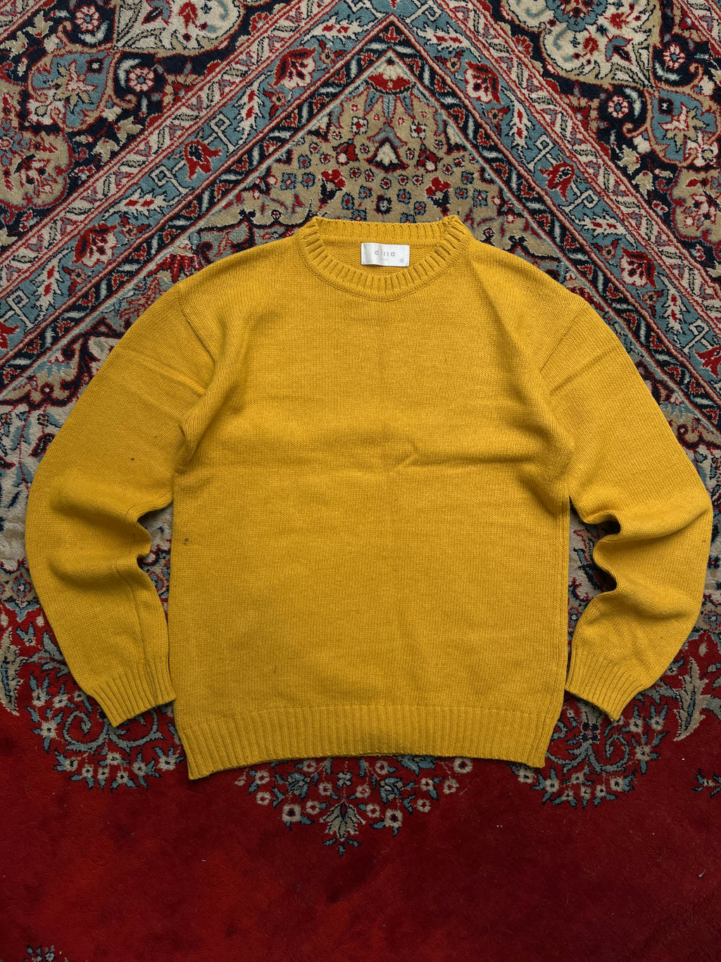 Ailla Seoul Mustard Yellow Lambswool Knit Crewneck Sweater - S