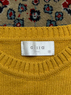 Ailla Seoul Mustard Yellow Lambswool Knit Crewneck Sweater - S