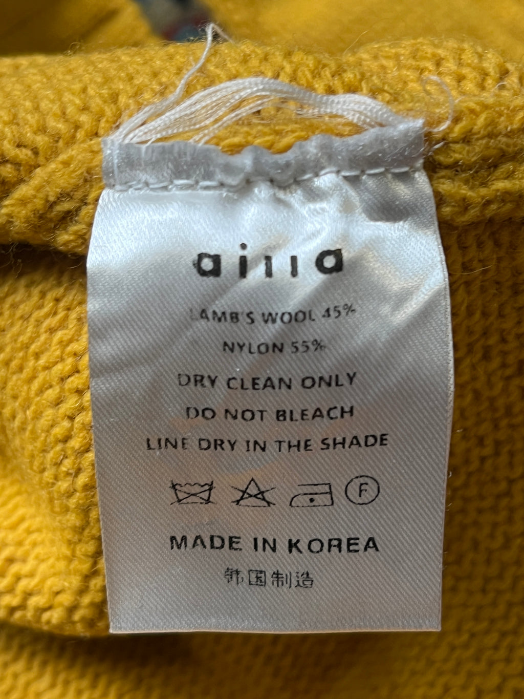 Ailla Seoul Mustard Yellow Lambswool Knit Crewneck Sweater - S