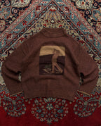 Vintage Imperial Wool Golfer Intarsia Graphic Mock Neck Sweater - M