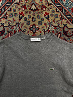 Lacoste Grey Cable Knit Crewneck Sweater - S