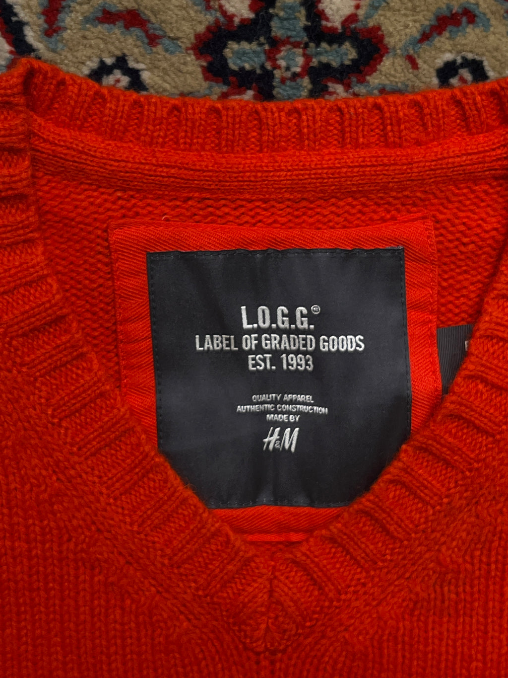 H&M L.O.G.G. Orange Wool V-Neck Sweater - M