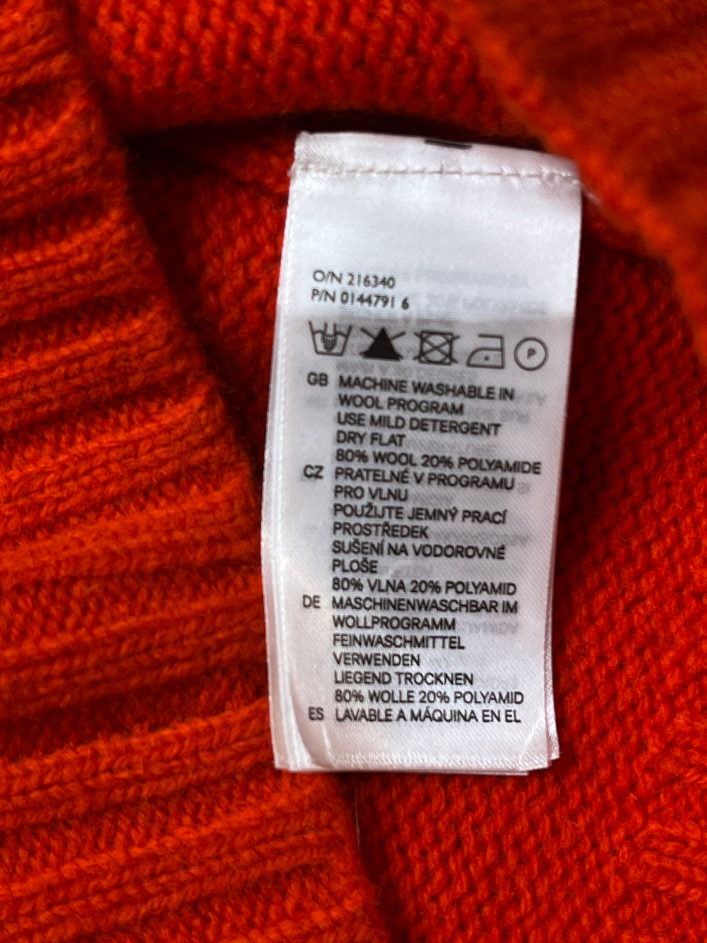 H&M L.O.G.G. Orange Wool V-Neck Sweater - M