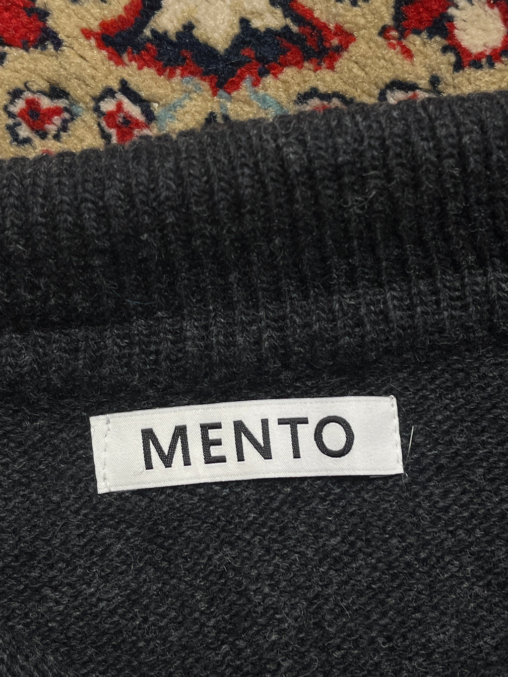 MENTO Charcoal Grey Knit Polo Sweater - M