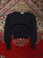 ORDINAIRE Black Boatneck Fitted Waist Knit Sweater - L