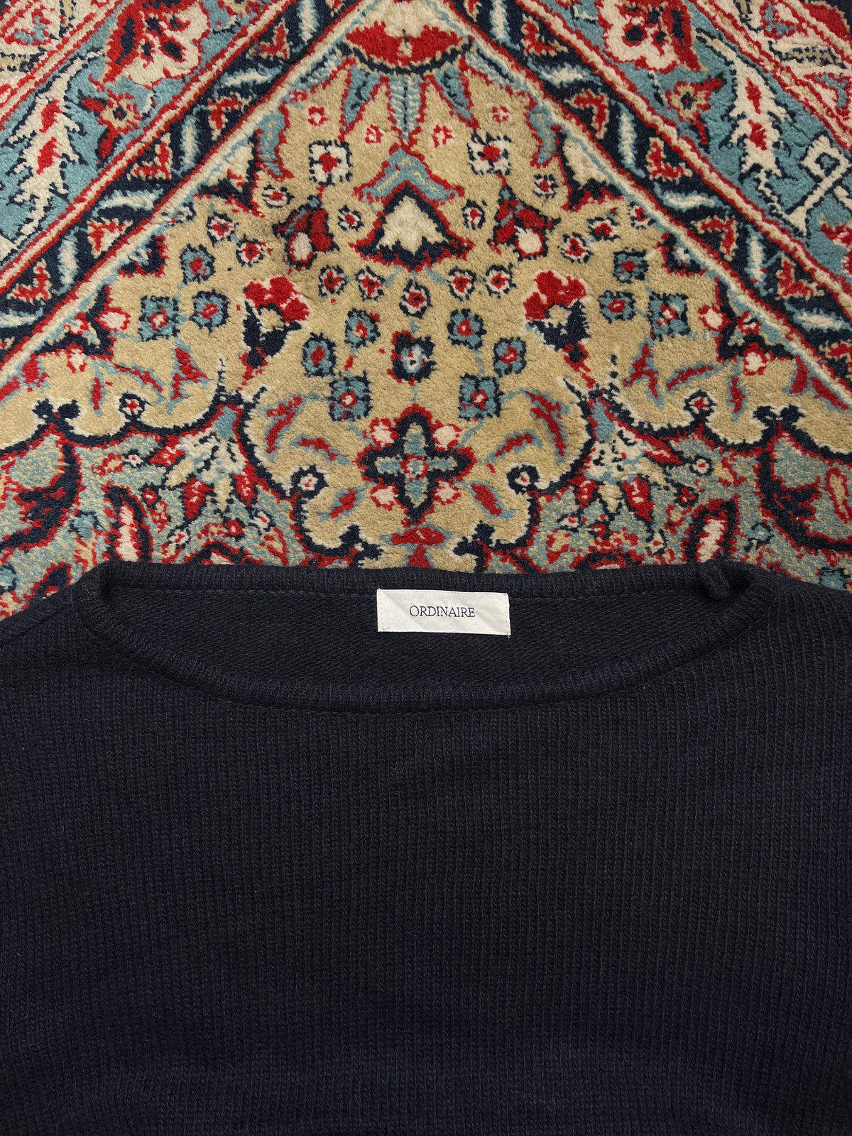 ORDINAIRE Black Boatneck Fitted Waist Knit Sweater - L