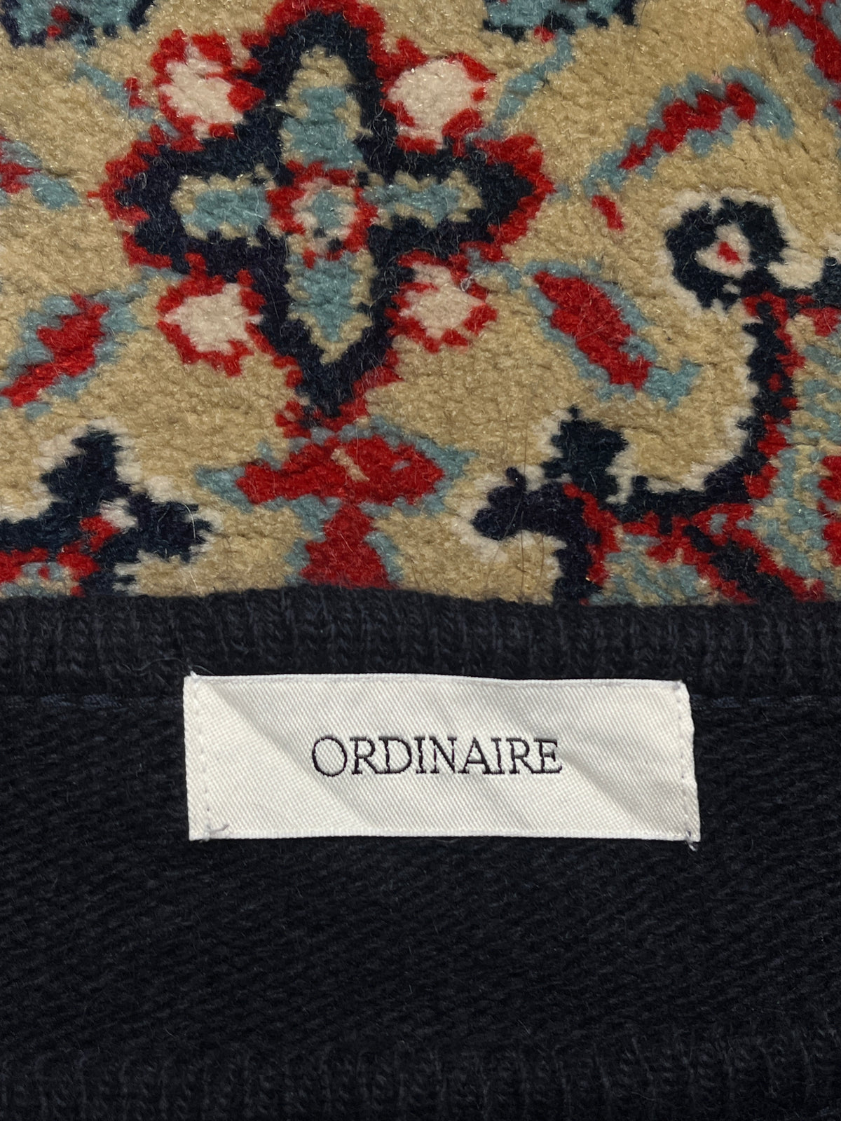 ORDINAIRE Black Boatneck Fitted Waist Knit Sweater - L