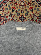 STAND J Grey Brushed Mohair-Style Cropped Crewneck Knit Sweater - M