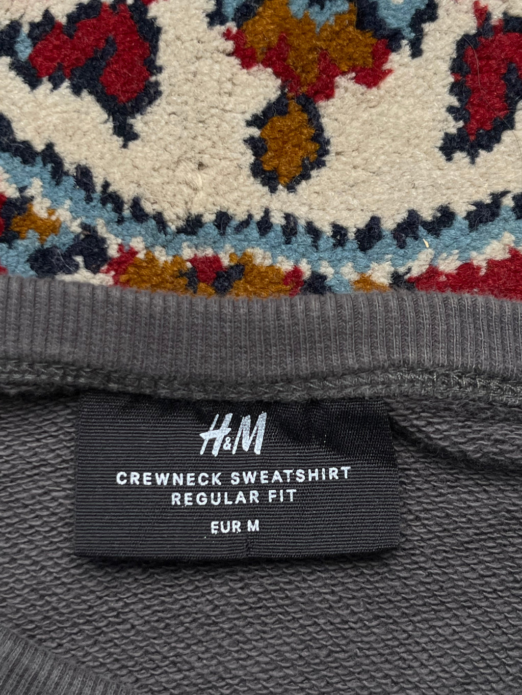 H&M Washed Charcoal Grey Crewneck Sweatshirt - M