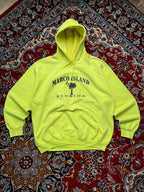 GILDAN Marco Island Florida Neon Yellow Graphic Fleece Hoodie - L