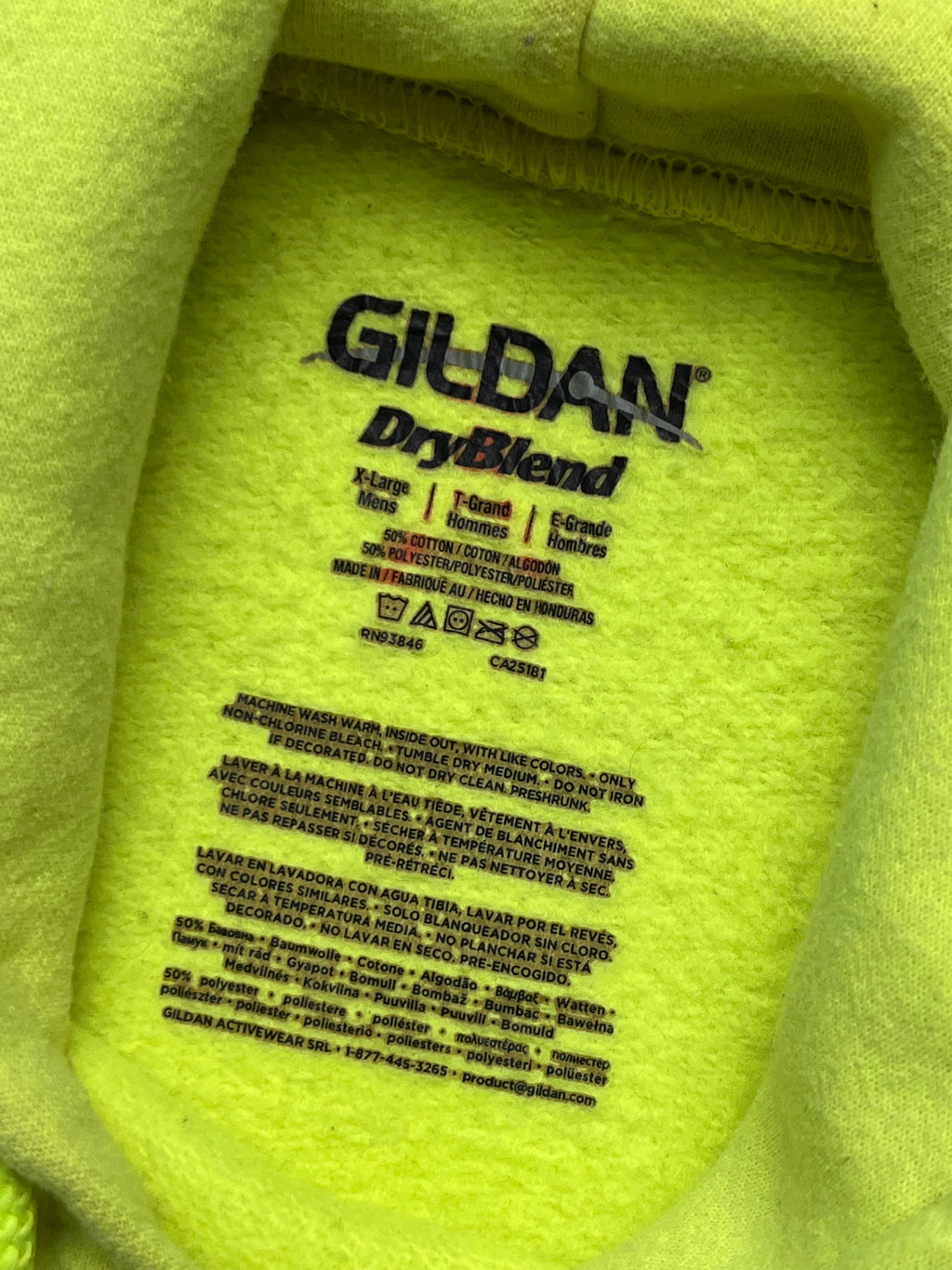 GILDAN Marco Island Florida Neon Yellow Graphic Fleece Hoodie - L