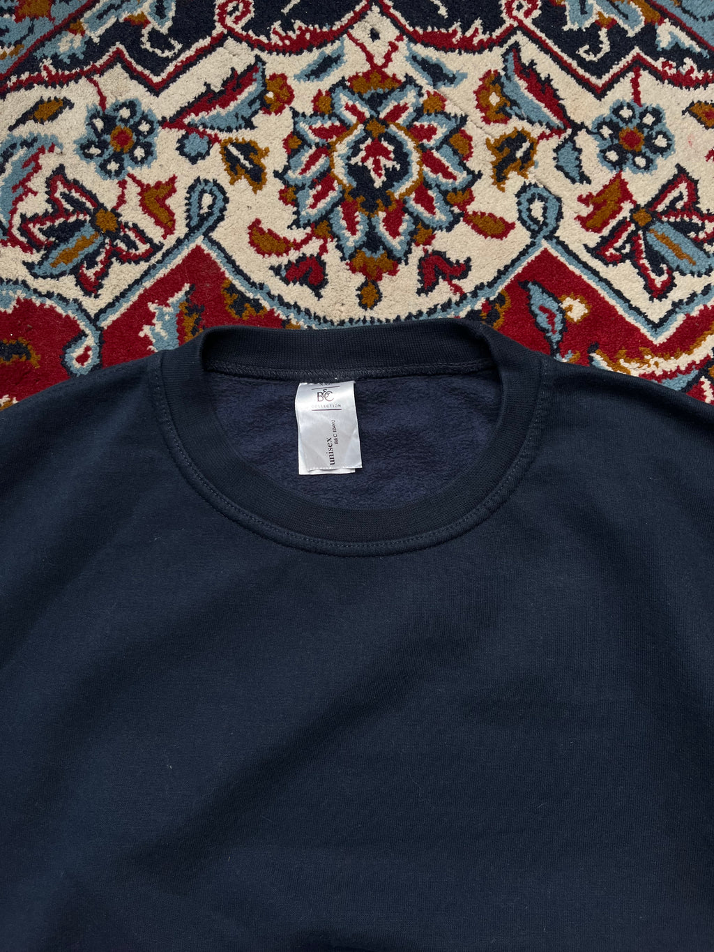 B&C Collection Plain Navy Blue Baggy Casual Crewneck Sweatshirt - L