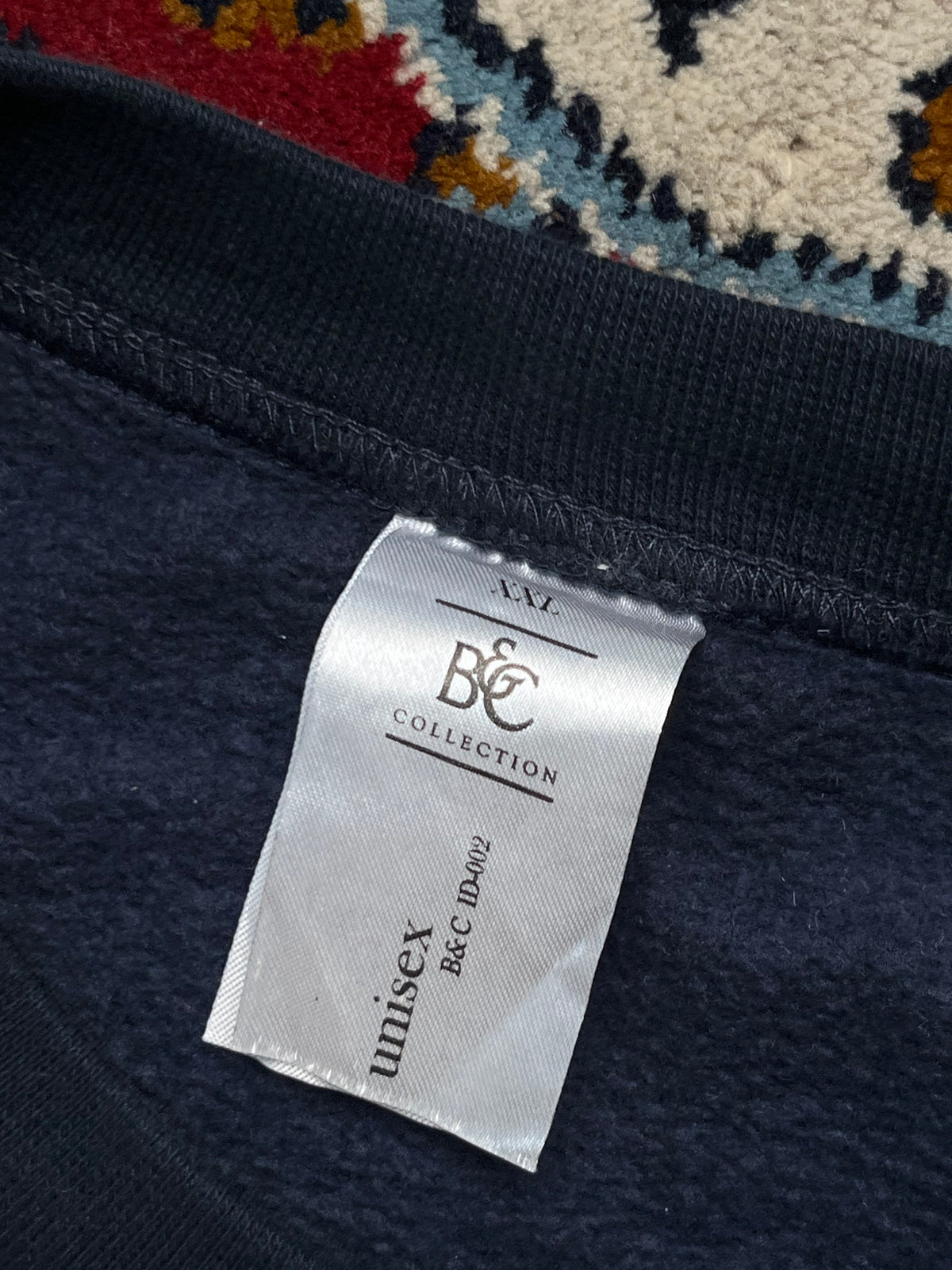 B&C Collection Plain Navy Blue Baggy Casual Crewneck Sweatshirt - L