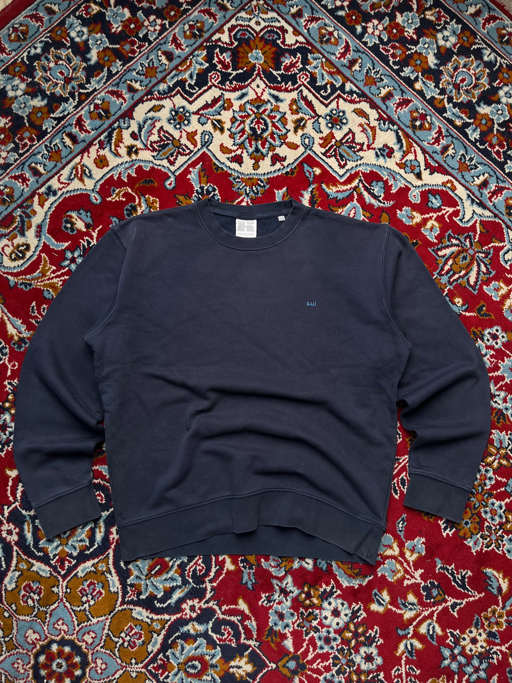 Vintage Russell Athletic Navy Blue Crew Neck Sweatshirt - L