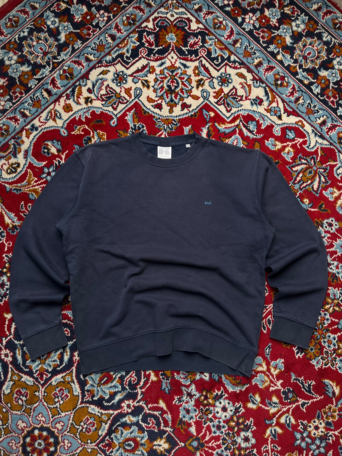 Vintage Russell Athletic Navy Blue Crew Neck Sweatshirt - L