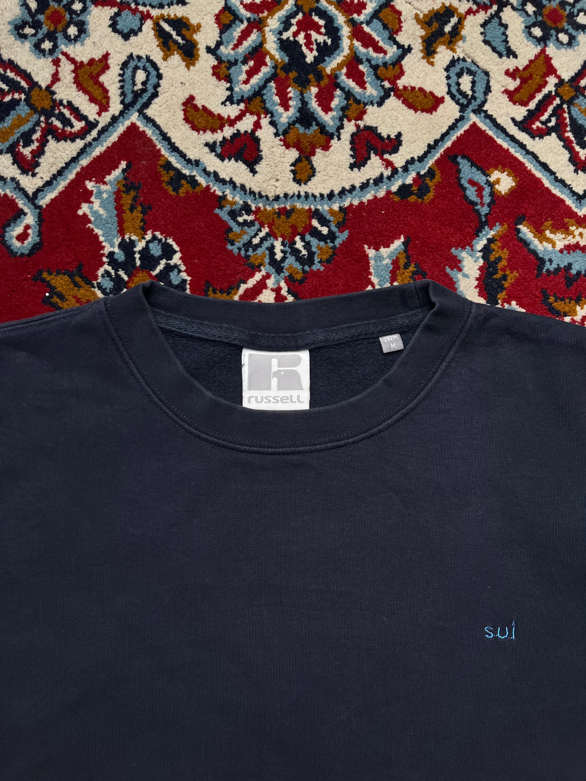 Vintage Russell Athletic Navy Blue Crew Neck Sweatshirt - L