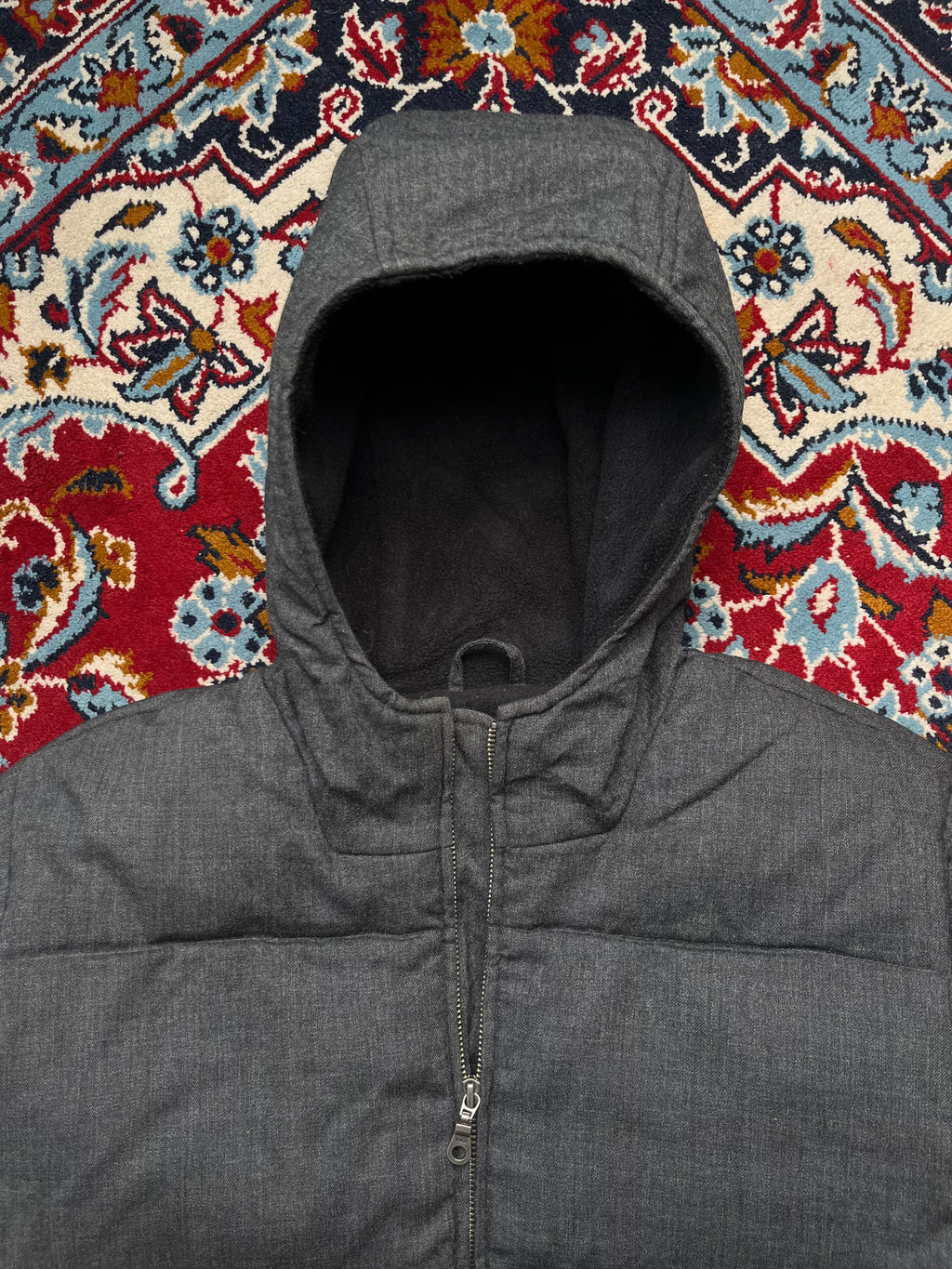 Eddie Bauer Womens Petite Grey Hooded Puffer Jacket - M