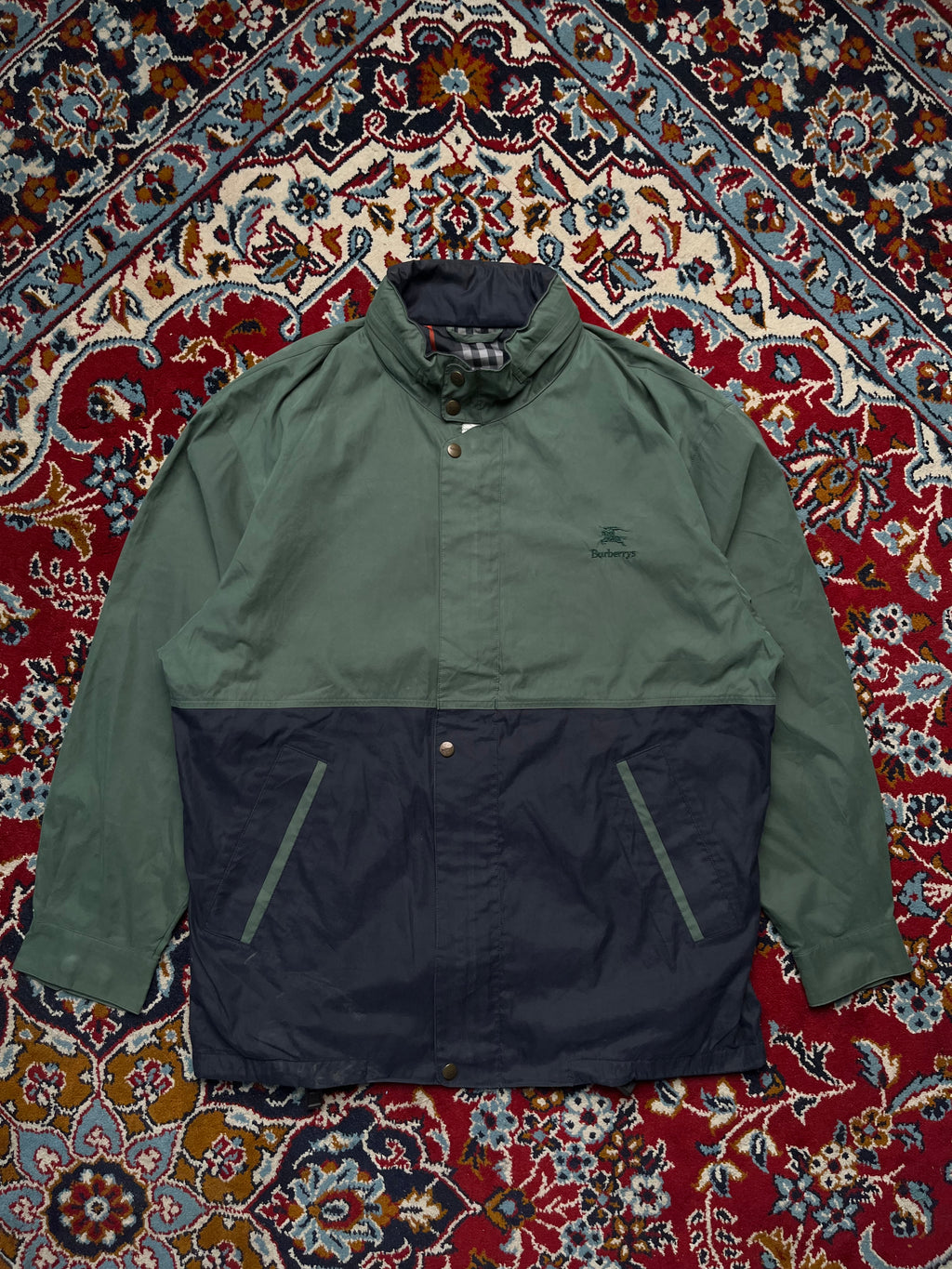 Vintage Burberrys Green Nova Check Hooded Jacket - L