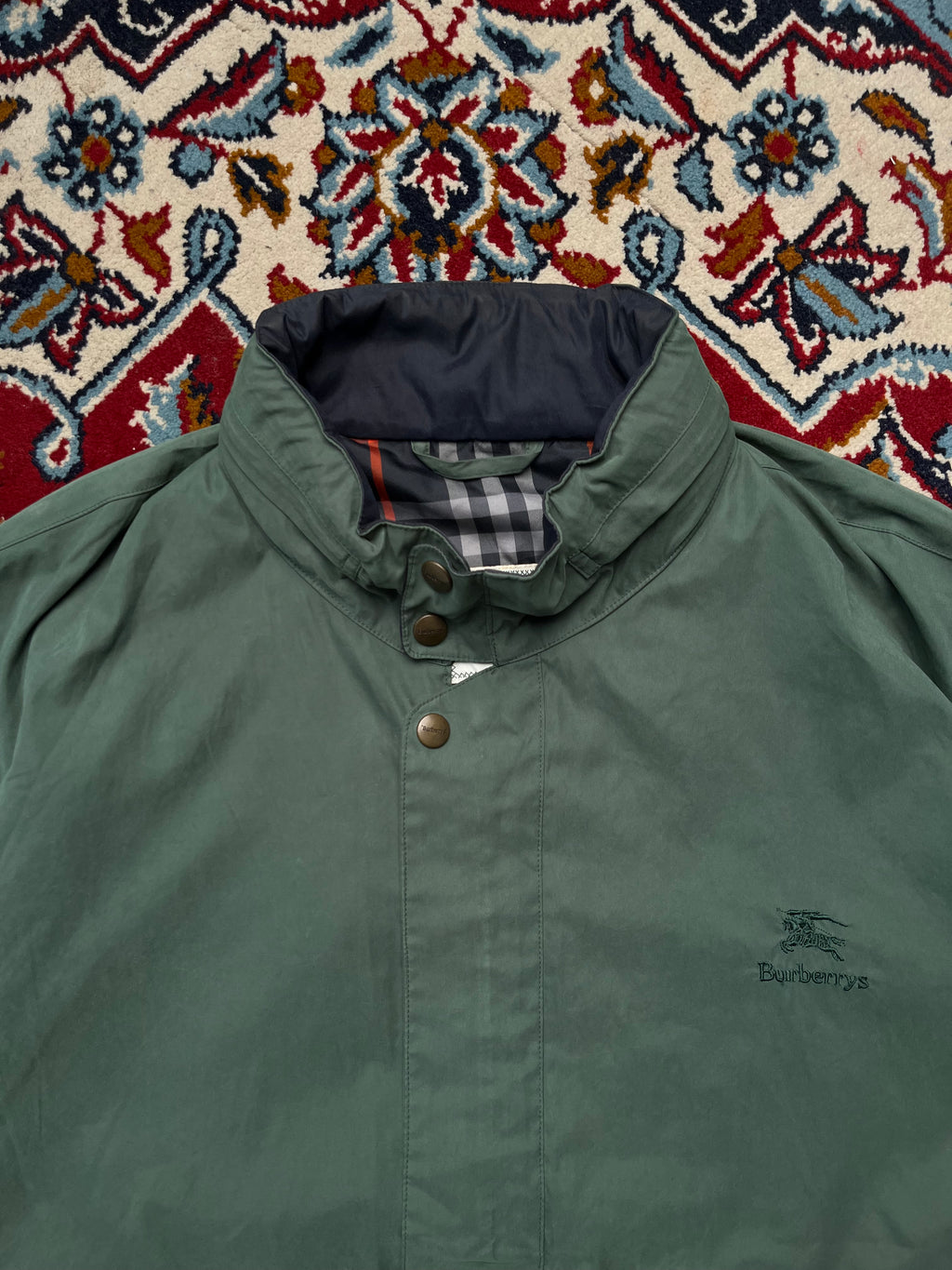 Vintage Burberrys Green Nova Check Hooded Jacket - L