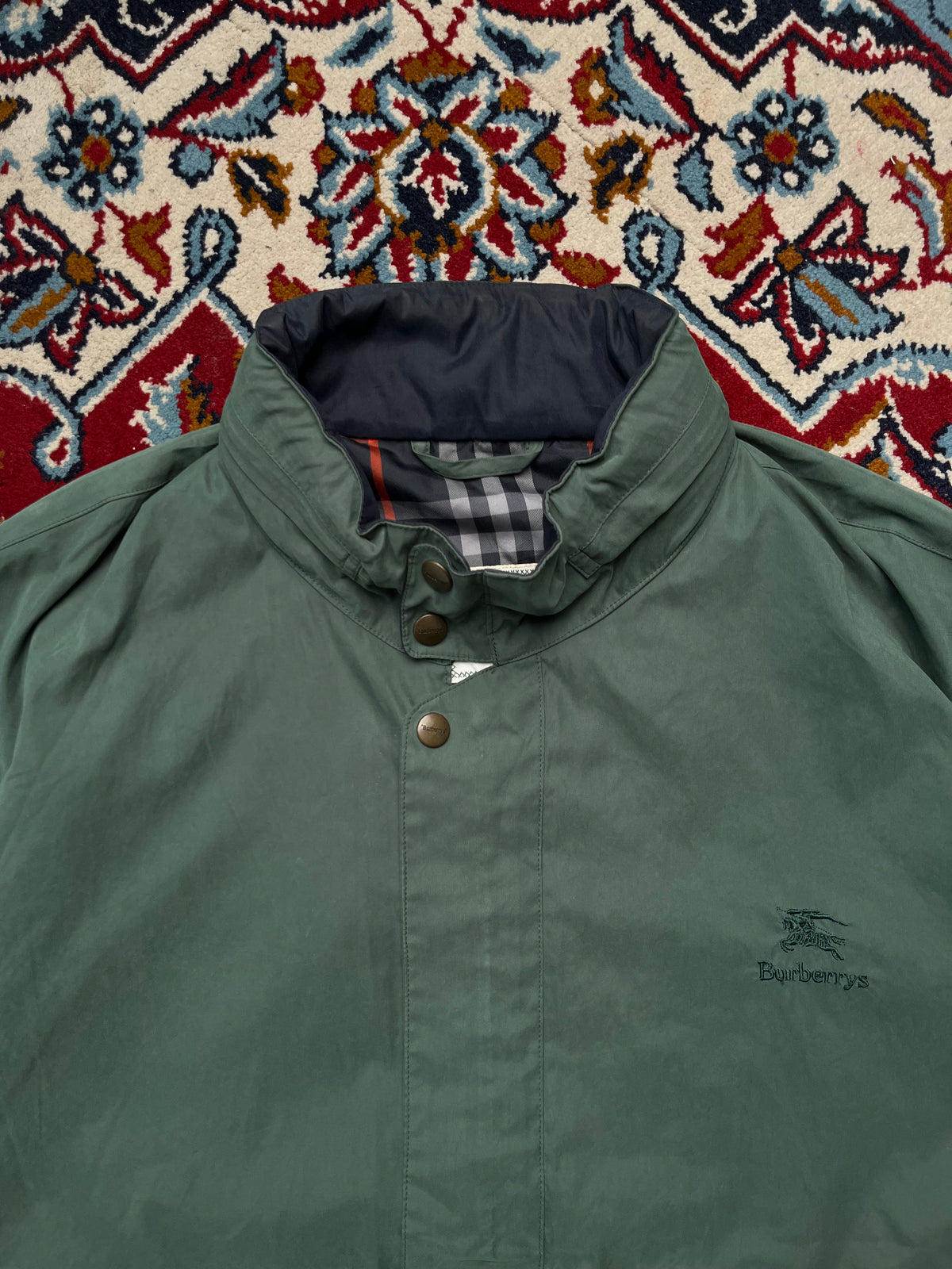 Vintage Burberrys Green Nova Check Hooded Jacket - L