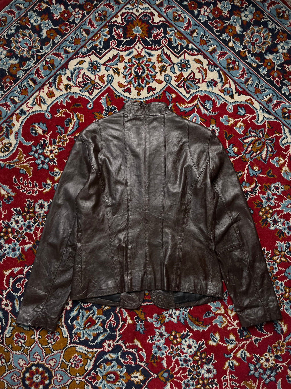 Lu-Man Vintage Dark Brown Genuine Leather Biker jacket - S