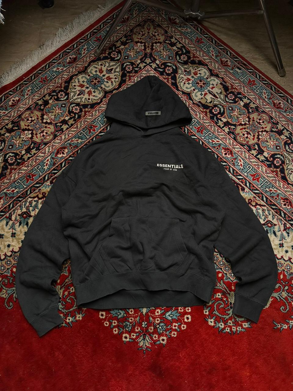 ESSENTIALS FOG GREY FADED RELAXED FIT HOODIE