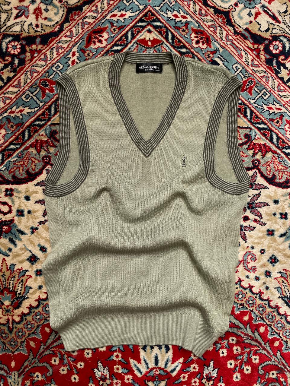 YSL VINTAGE KNITTED SLEEVELESS V NECK SWEATER