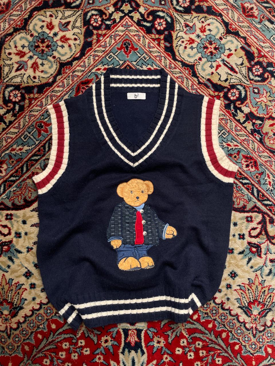 b Square VINTAGE V NECK KNITTED SWEATER