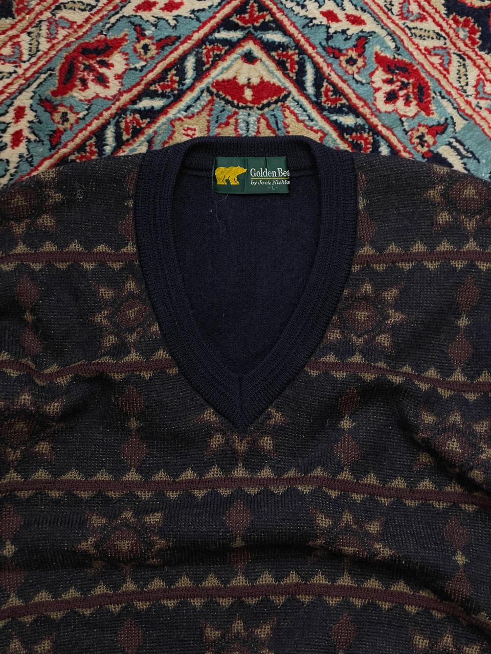 GOLDEN BEAR VINTAGE ITALIAN PRINTED RELAXED FIT SWEATER