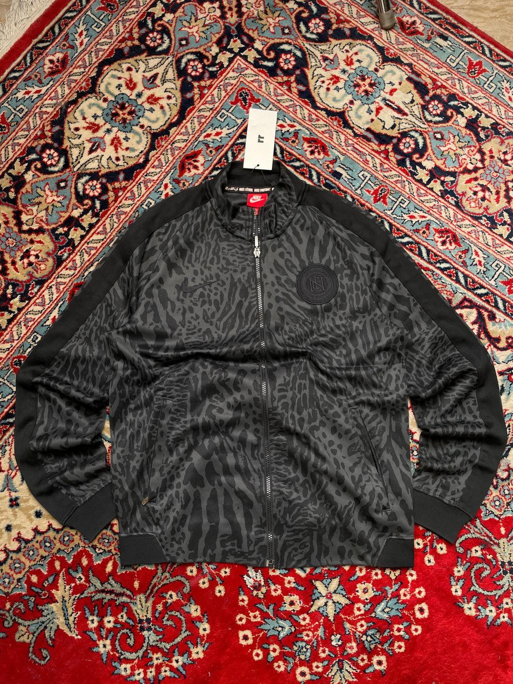 NIKE F.C BLACK LEOPARD PRINT TRACK JACKET