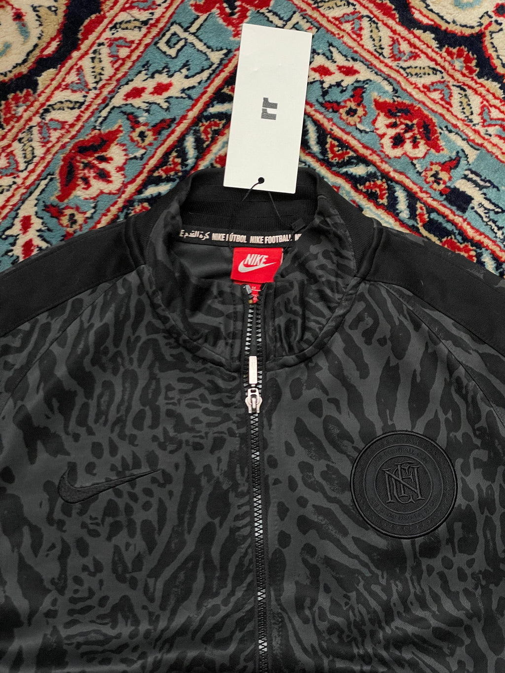 NIKE F.C BLACK LEOPARD PRINT TRACK JACKET