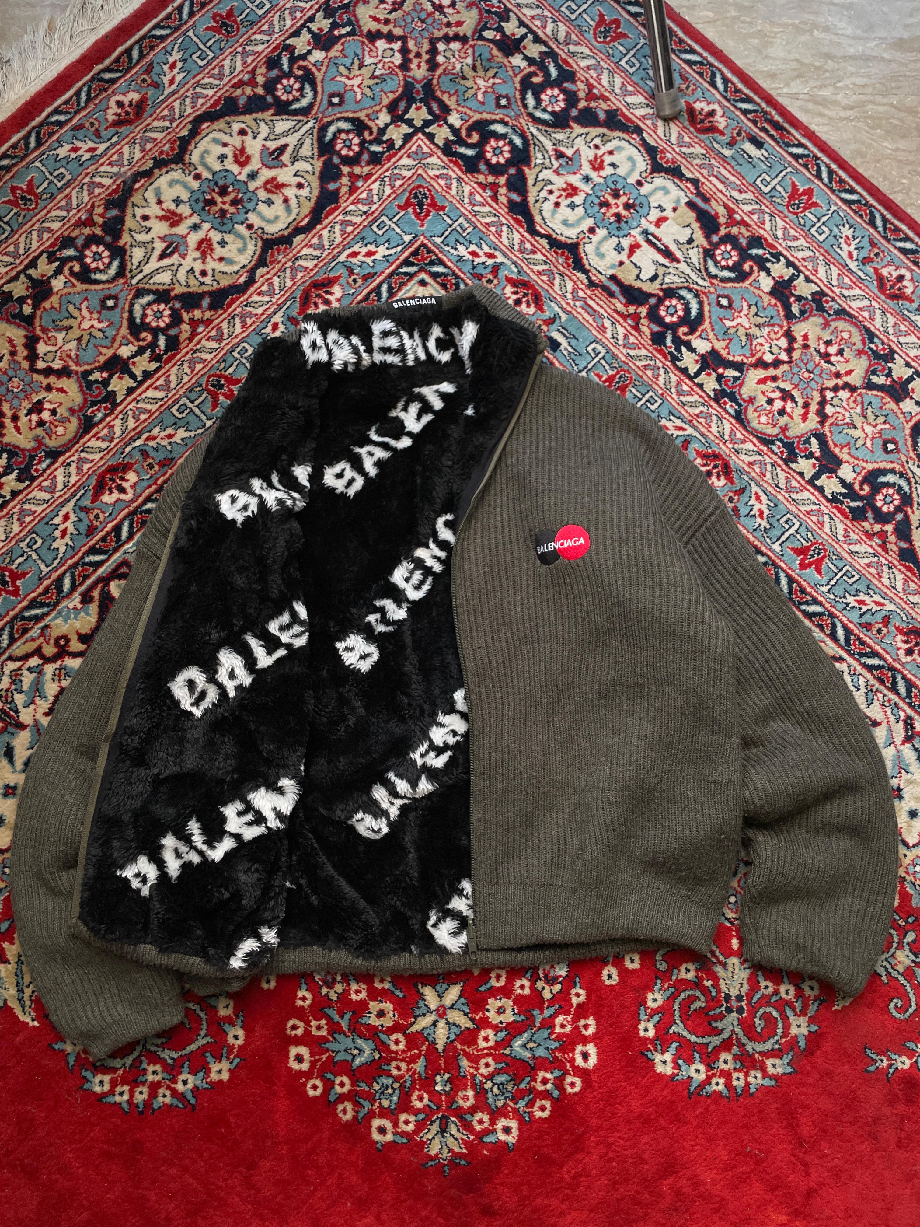 BALENCIAGA REVERSIBLE RELAXED WOOL/TEDDY FLEECE BOXY FIT JACKET