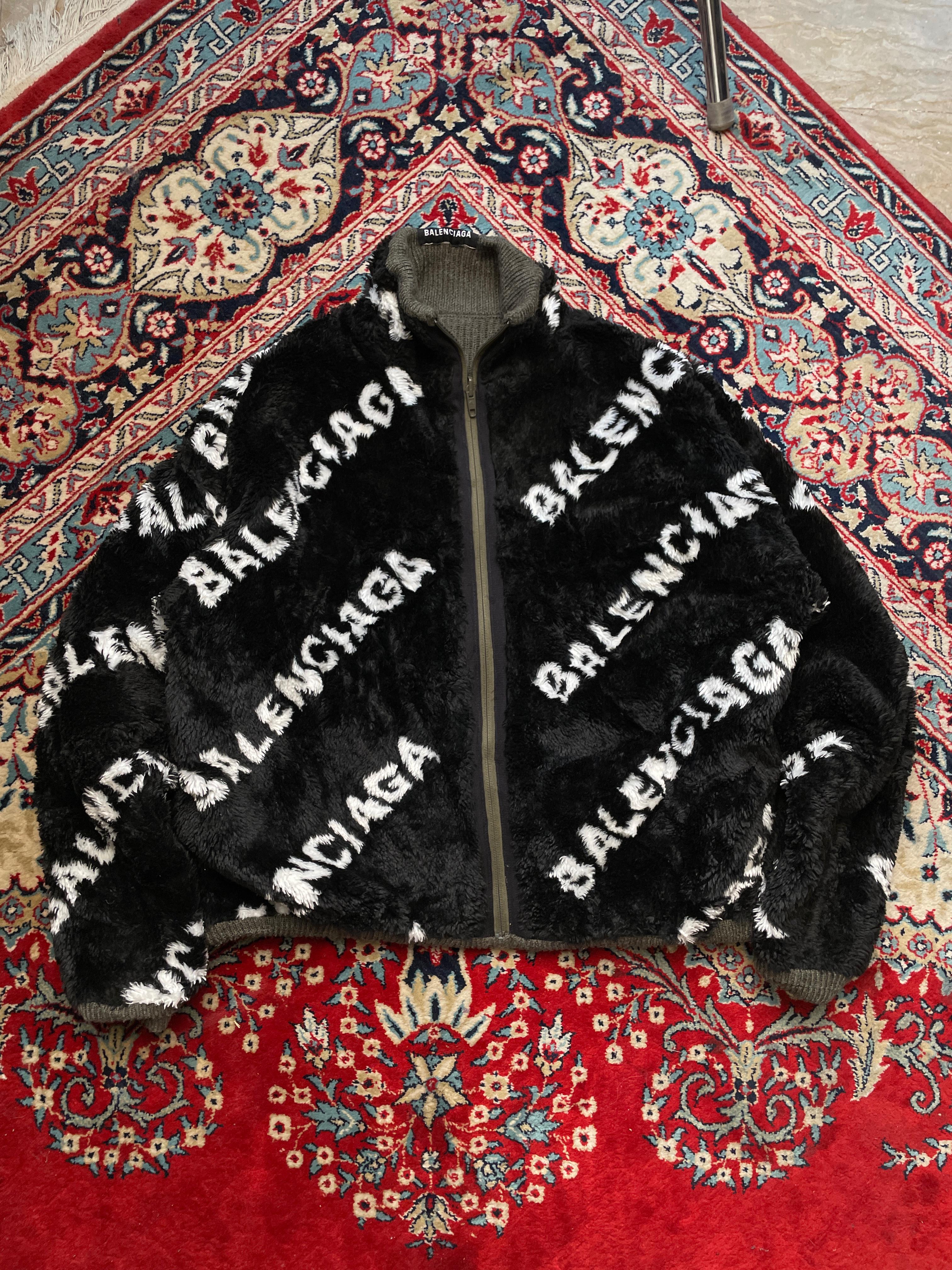 BALENCIAGA REVERSIBLE RELAXED WOOL/TEDDY FLEECE BOXY FIT JACKET