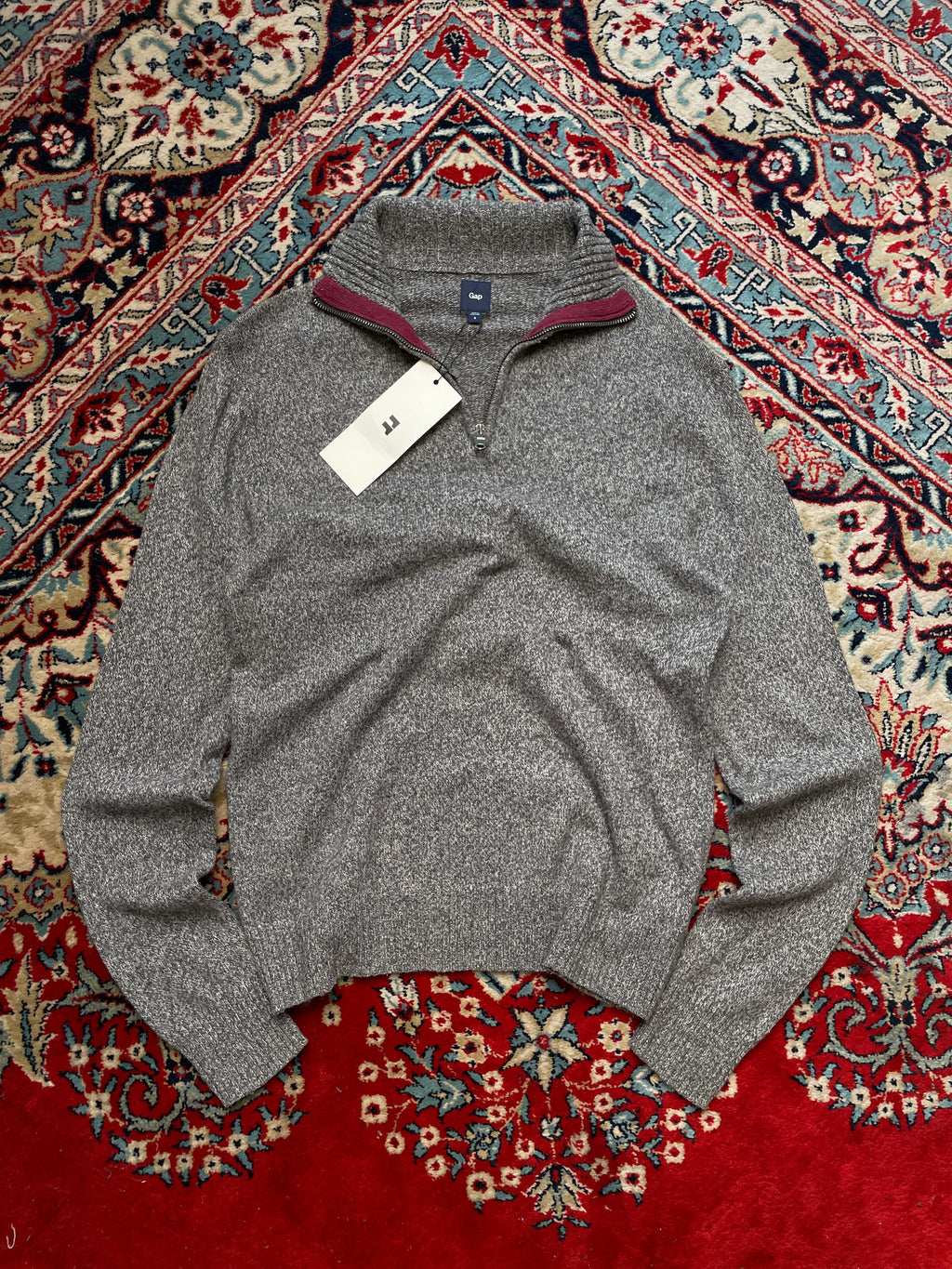 GAP KNITTED SLIM FIT QUARTER ZIPPER