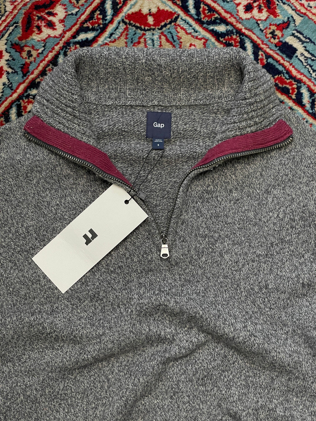 GAP KNITTED SLIM FIT QUARTER ZIPPER