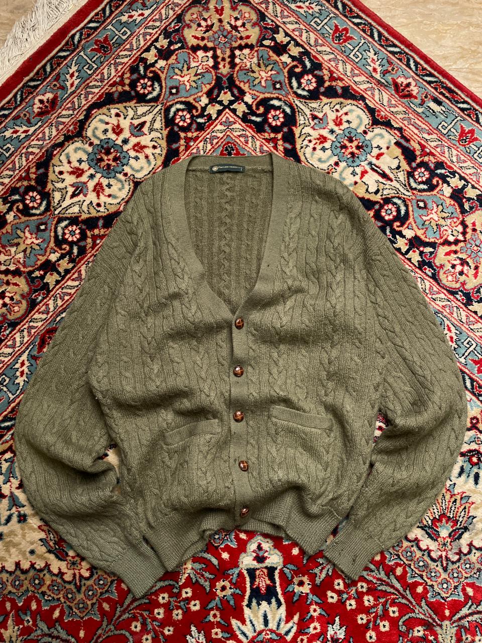 PORTLAND COUNTRY CLUB VINTAGE KNITTED TEXTURED WOOL CARDIGAN