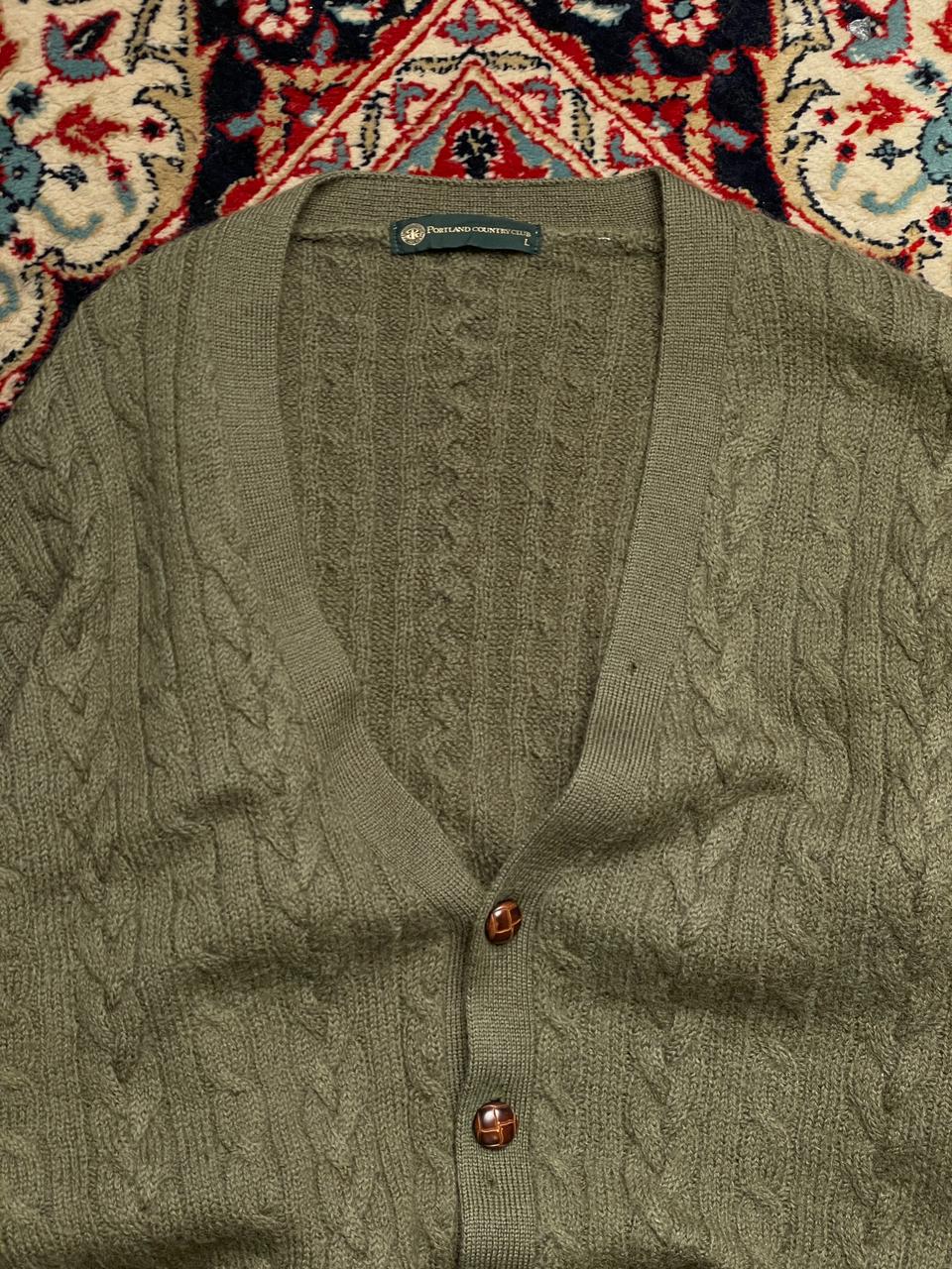 PORTLAND COUNTRY CLUB VINTAGE KNITTED TEXTURED WOOL CARDIGAN