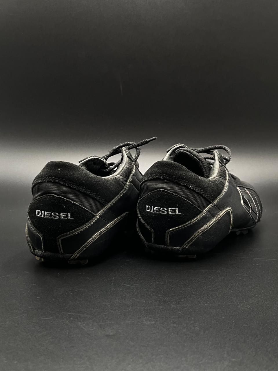 Diesel Auriga vintage BLACK LEATHER AND SUEDE Y2K SNEAKERS - 39