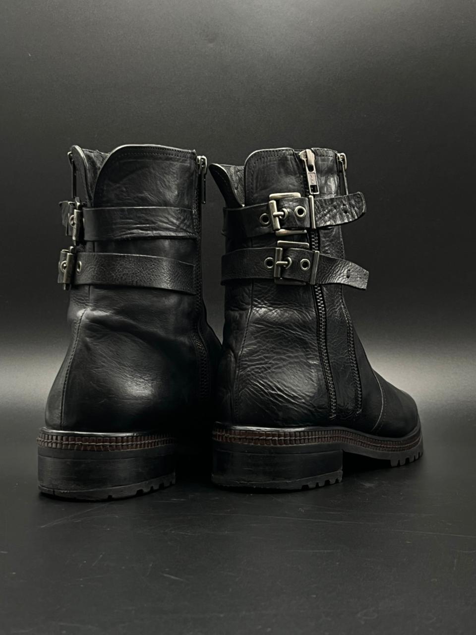 ZINDA BLACK LEATHER BOOTS with DUAL STRAPS