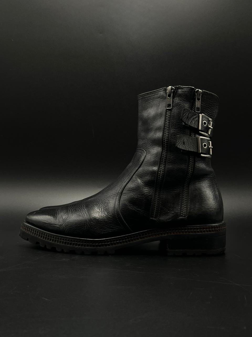 ZINDA BLACK LEATHER BOOTS with DUAL STRAPS