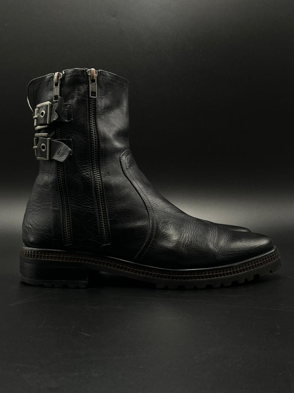 ZINDA BLACK LEATHER BOOTS with DUAL STRAPS