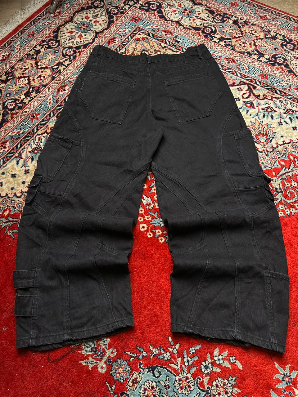 BOOHOO MAN BLACK BAGGY Cargo Denim Pants