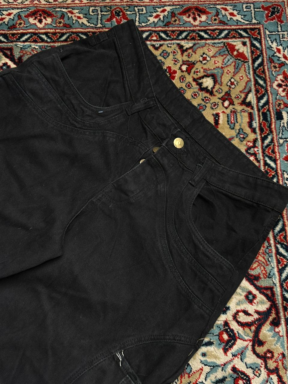 BOOHOO MAN BLACK BAGGY Cargo Denim Pants