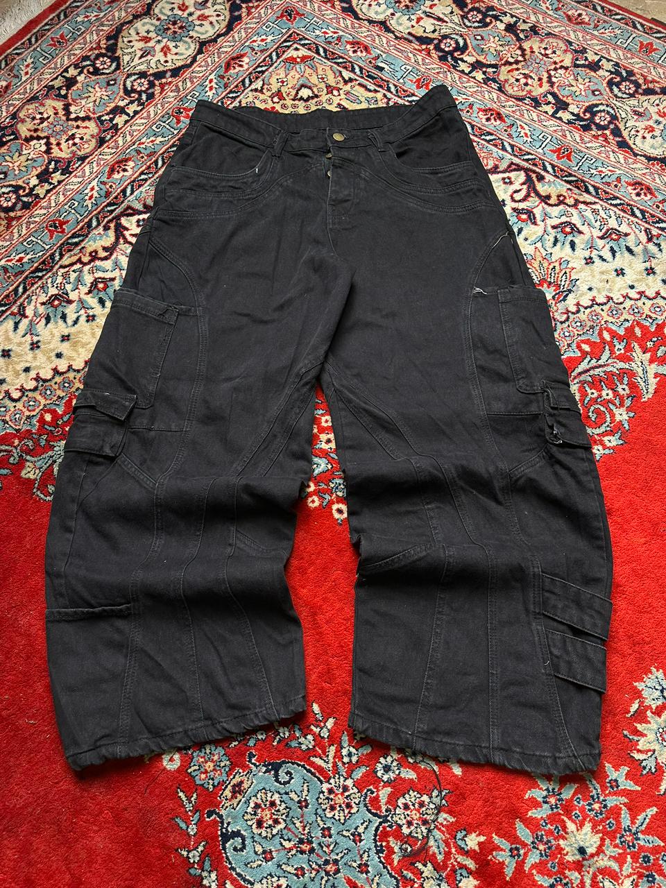 BOOHOO MAN BLACK BAGGY Cargo Denim Pants